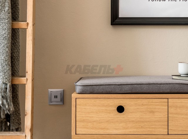 VALENA Розетка USB A+A 15Вт алюминий