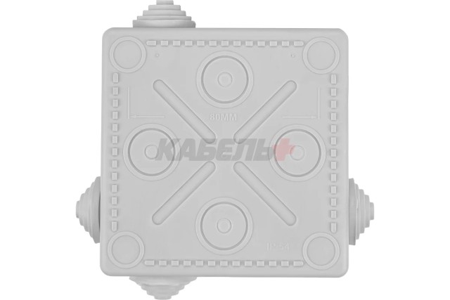 Коробка распаячная ОП для прямого монтажа 100х100х55 мм, IP54, 8 вх., HF, инд. шк., серая TDM