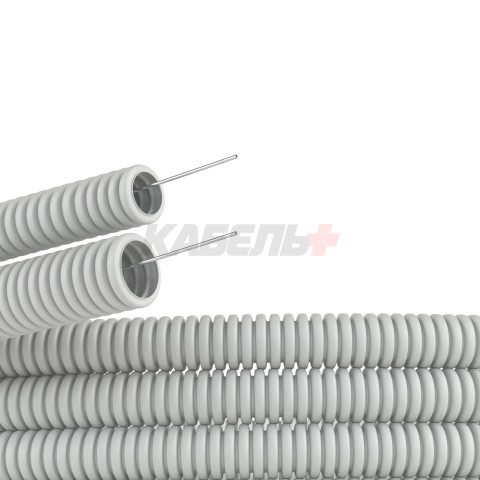 Труба ПВХ гибкая гофр. д.25мм, лёгкая с протяжкой, 50м, цвет серый DKC