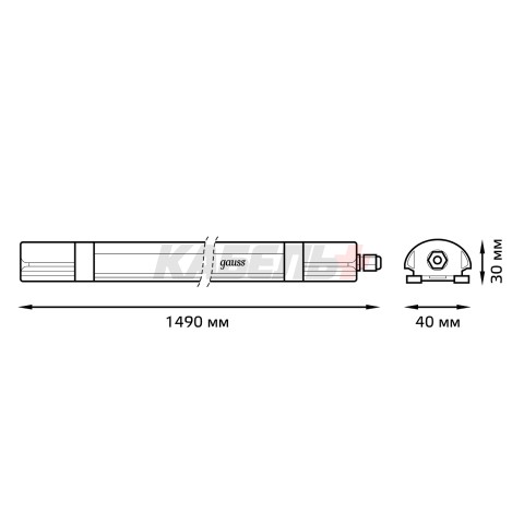 Светильник светодиодный Gauss IP65 1490*40*30мм 45Вт 4500lm 4000К 185-265V ULTRACOMPACT линейный матовый 1/20