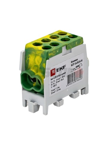 Клемма распределительная КСР с двойным винтом 2x25/2x16 желто-зеленая EKF PROxima