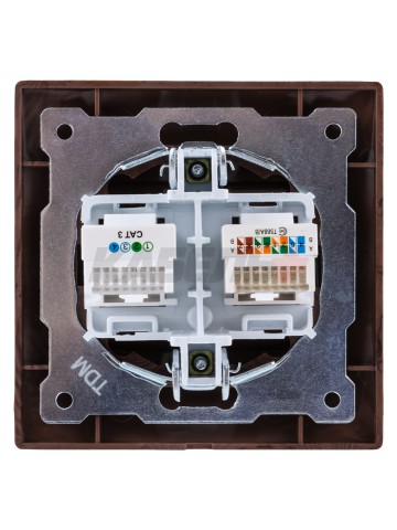 Розетка телефонная RJ11 + компьютерная RJ45 венге "Лама" TDM