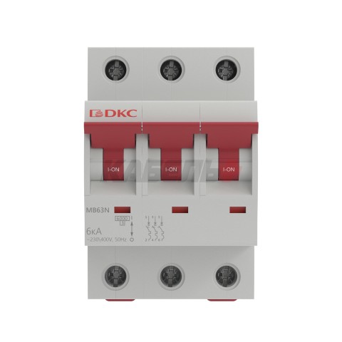 Модульный автоматический выключатель YON MB63, 3P, характеристика B, 2A, 6kA DKC
