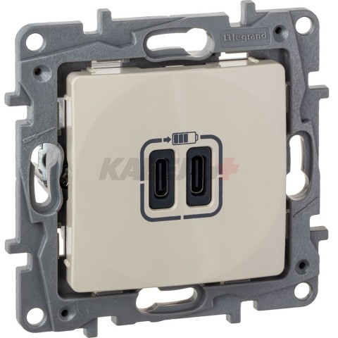 Etika - Зарядное устройство с двумя USB-разъемами Type C, 3000mA (сл.кость)