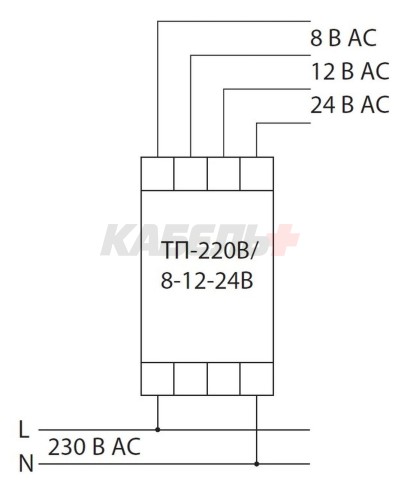 Трансформатор понижающий (звонковый)ТП-230В/8-12-24В 8ВА DIN-рейка TDM