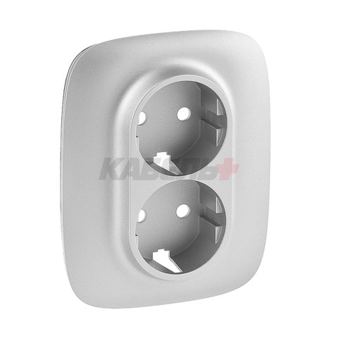 Valena Allure - Лицевая панель для двойной силовой розетки 2х2P+E, алюминий