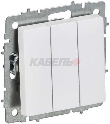 BRITE Выключатель 3-клавишный 10А ВС10-3-0-БрАБ арктический белый IEK