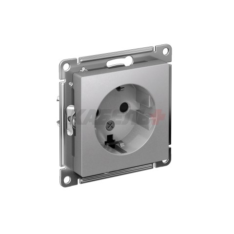 ATLASDESIGN РОЗЕТКА с заземлением со шторками, 16А, механизм, АЛЮМИНИЙ