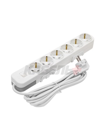 EL-BI,Myra,удлинитель 6гн2м с/з с выкл. белый,527-010202-612