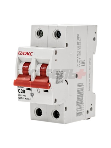 Автоматический выключатель YON max типа MD63S, 4,5кА, 2 полюса, хар-ка C, 20А DKC