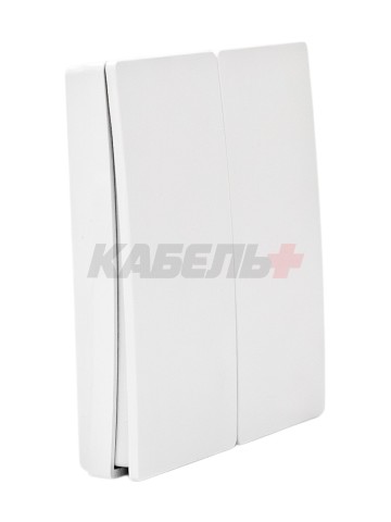 Выключатель беспроводной, накладной, двухклавишный, белый
