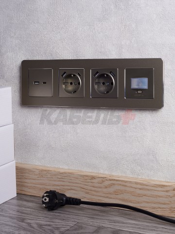 BRITE Розетка USB A+C 18Вт РЮ11-1-БрШ шампань IEK