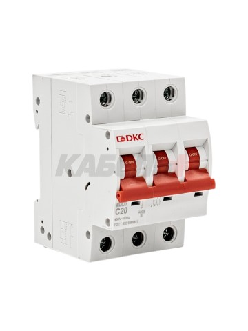 Автоматический выключатель YON max типа MD63S, 4,5кА, 3 полюса, хар-ка C, 20А DKC