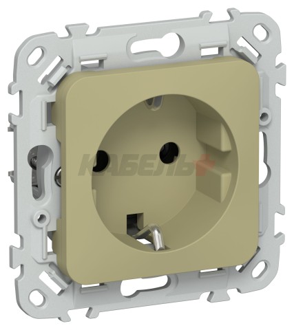 FLITE Розетка с заземлением без защитных шторок безвинтовое крепление 16А РС11-1-ФлО оливковый IEK