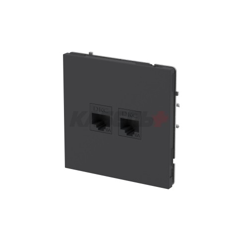 Компьютерная розетка RJ-45 без шторки, кат.6А двойная, KANT, черный уголь DKC