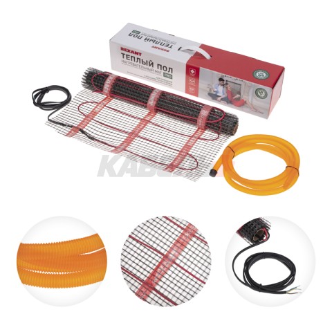 Теплый пол, нагревательный мат PRO RNX-2,5-550 2,5 м², 0,5х5 м, 550 Вт двухжильный, с экраном REXANT