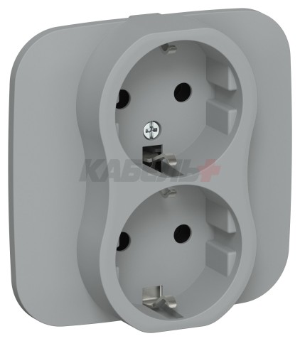 FLITE Розетка 2-местная с заземлением без защитных шторок безвинтовое крепление 16А РС12-1-А-ФлС серый IEK