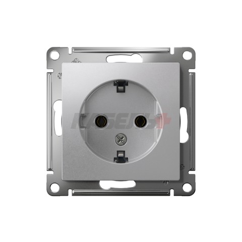 ATLASDESIGN РОЗЕТКА с заземлением без шторок, 16А, механизм, АЛЮМИНИЙ