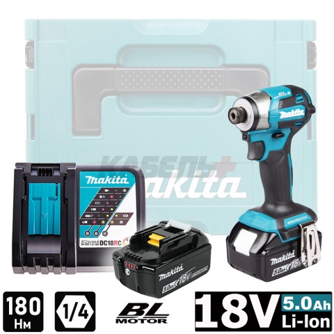 Шуруповерт ударный DTD173RTJ аккумуляторный (18V / 2*5,0Ah / 180Nm / MakPac 2), MAKITA, арт: DTD173RTJ