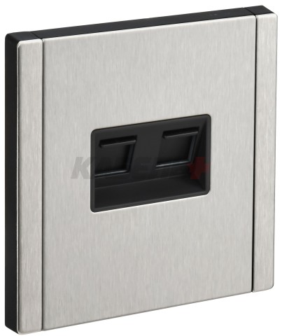 FORTE&PIANO Розетка двойная RJ11+RJ45 кат.5E FP735M металл никель IEK