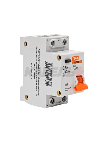 АВДТ 32 2P(1P+N) C25 30мА 4,5кА тип АС - Дифавтомат TDM