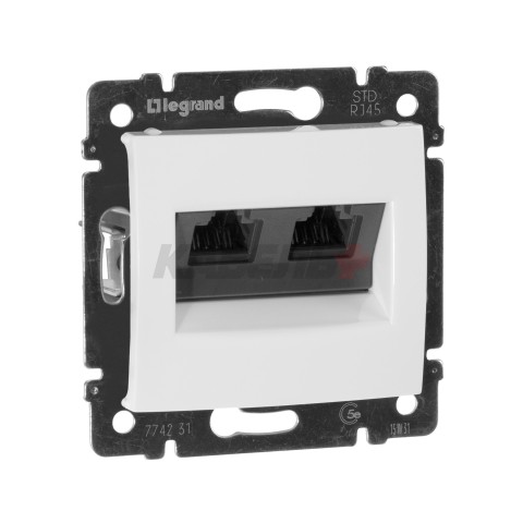 VALENA Розетка компьютерная двойная RJ45 категория 5Е UTP с захватами белый