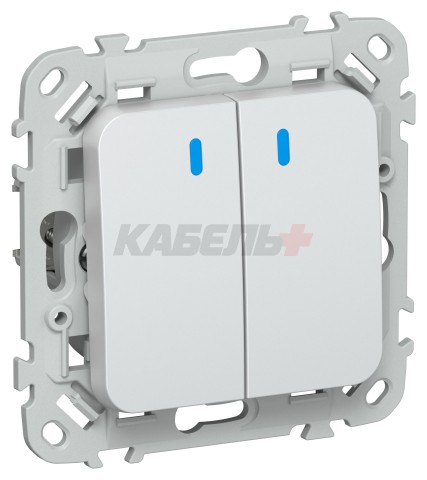 FLITE Выключатель 2-клавишный кнопочный с индикацией 10А ВС12-2-1-ФлЖ жемчуг IEK