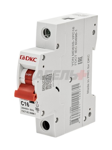Автоматический выключатель YON max типа MD63S, 4,5кА, 1 полюс, хар-ка C, 16А DKC