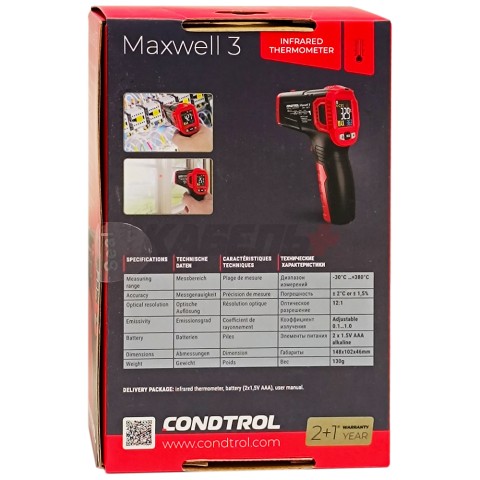 Пирометр инфракрасный Maxwell 3 (Красный / -30 С ... +380 С / +-2 С / 2*ААА), CONDTROL