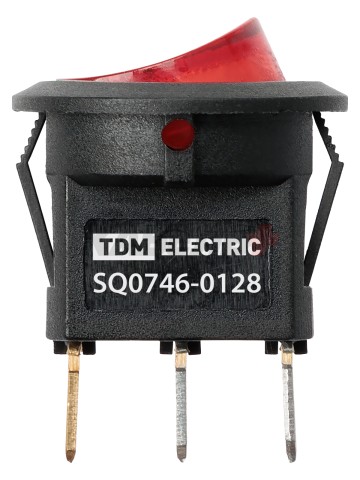 KCD11-101N 250В AC/DC, 1P, 3А, (3с), ON-OFF, черн.корпус, крас.клавиша, LED подсв., Micro TDM