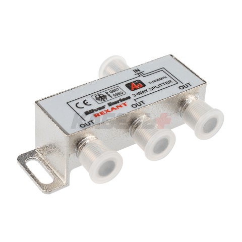 Делитель ТВх3 под F-разъем, 5-1000МГц, Silver (4 F-разъема в комплекте) REXANT