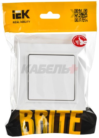 BRITE Выключатель 1-клавишный 10А в сборе ВСР10-1-0-БрАБ арктический белый IEK