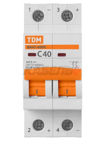 Авт. выкл.ВА47-60DC 2P 40А 6кА х-ка С TDM