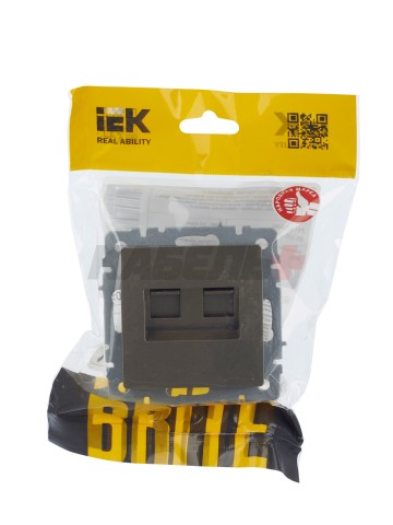 BRITE Розетка компьютерная двойная RJ45 кат.5E РК10-2-БрШ шампань IEK