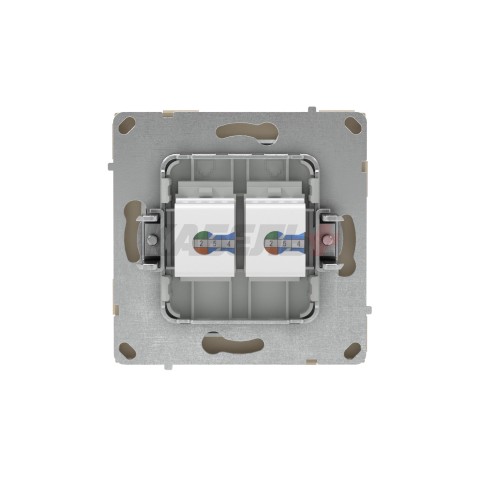 Компьютерная розетка RJ-45 без шторки, кат.6А двойная, KANT, ванильный марципан DKC