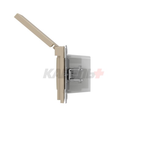 Розетка силовая, 2P+E, с з/ш, с крышкой, IP44, KANT, ванильный марципан DKC