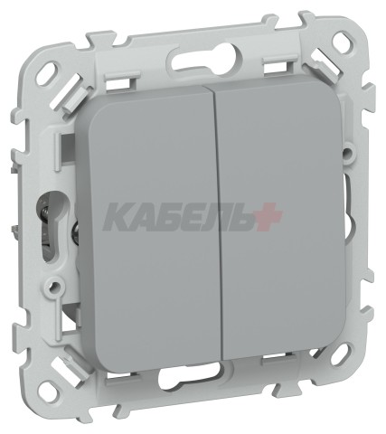 FLITE Выключатель 2-клавишный 10А ВС12-1-0-ФлС серый IEK