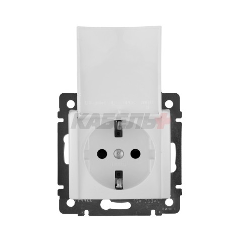VALENA Розетка 1-местная с заземлением с защитными шторками и крышкой 16А IP20 белый