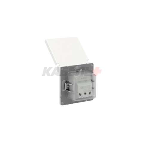 Розетка силовая, 2P+E, с з/ш, с крышкой, IP44, KANT, белая магнолия DKC