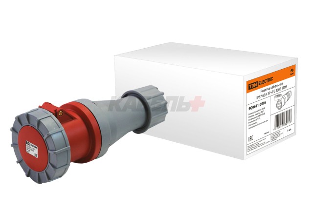 Розетка кабельная IP67 63А 3Р+РЕ 380В TDM