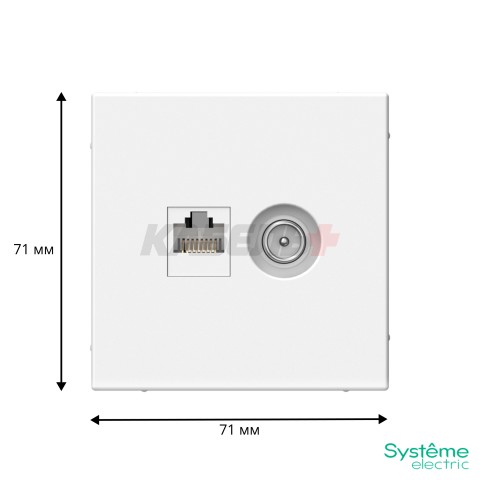 ARTGALLERY РОЗЕТКА двойная ТВ + компьютерная RJ45, кат. 5Е, БЕЛЫЙ