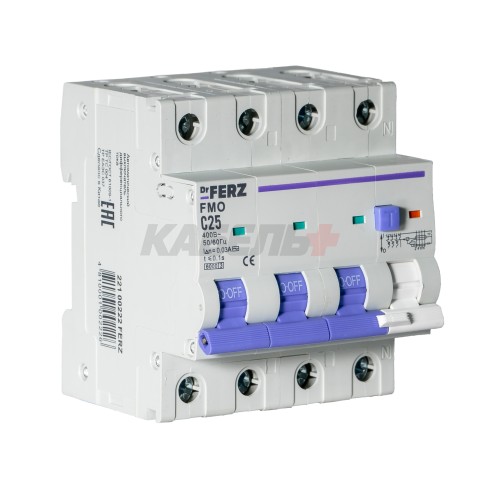 FMO-EL-3P+N 25A 30mA 6kA тип AC, х-ка C, 4M Дифавтомат