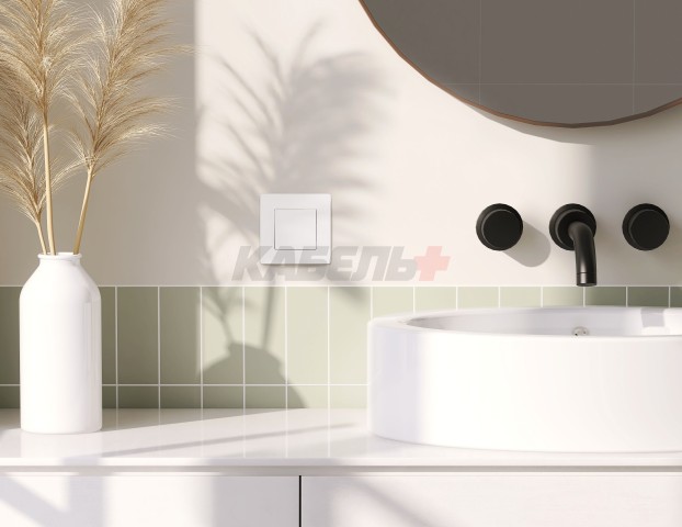 ETIKA Выключатель 1-клавишный проходной 10А IP44 безвинтовое крепление белый