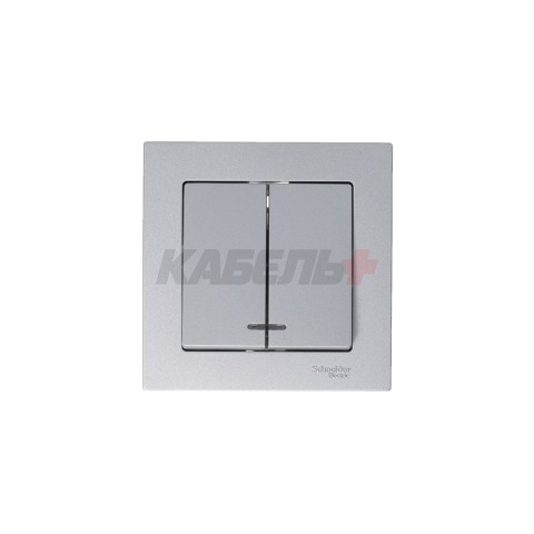 ATLASDESIGN 2-клавишный ВЫКЛЮЧАТЕЛЬ с подсветкой, сх.5а, 10АХ, механизм, АЛЮМИНИЙ