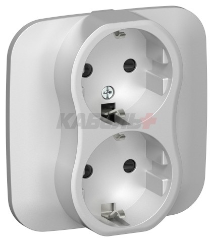 FLITE Розетка 2-местная с заземлением с защитными шторками безвинтовое крепление 16А РСш12-1-А-ФлА алюминий IEK