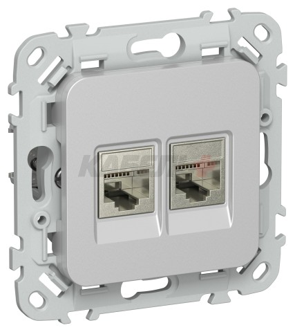 FLITE Розетка 2-местная RJ45/RJ11 категория 6/3 STP РКТ6/3-2-1-ФлА алюминий IEK
