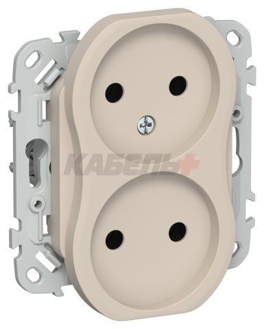 FLITE Розетка 2-местная без заземления без защитных шторок 10А РС02-0-ФлЛ льняной IEK