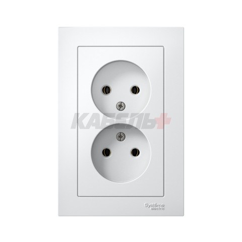 ATLASDESIGN РОЗЕТКА двойная без заземления, 16А, в сборе, БЕЛЫЙ