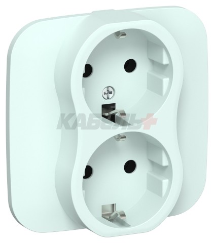 FLITE Розетка 2-местная с заземлением без защитных шторок 16А РС12-0-А-ФлХЛ холодный лед IEK