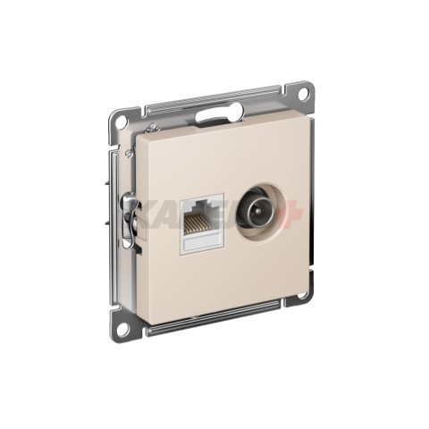 ATLASDESIGN РОЗЕТКА двойная ТВ + компьютерная RJ45 кат. 5e, механизм, БЕЖЕВЫЙ